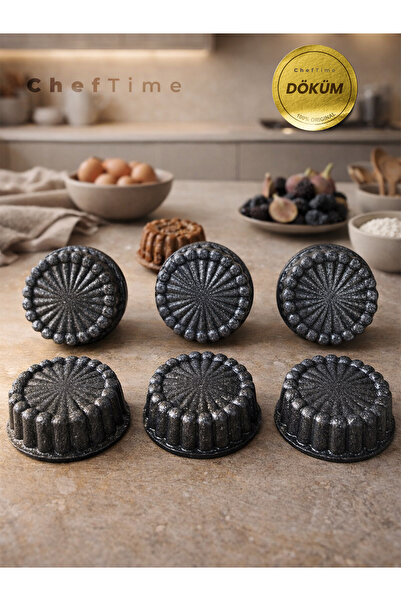 CHEFTİME 6'lı Siyah Mini Tart Kalıbı