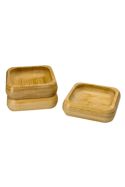 ERKUGO Bamboo 9 cm Square 3-Piece Bowl Set – Stylish and Convenient Serving Bowl, Snack and Sauce Bowl