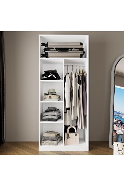 Bimossa KA3040 GOSS 90cm Kapaksız Boy Askılı Gardırop,Raflı Giyinme Dolabı,Be...