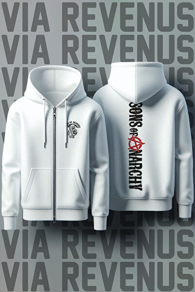 Vordevia Sons of Anarchy Printed Unisex 3 Thread Sh Fleece-Lined Zippered K Hooded Hoodie Sweatshirt