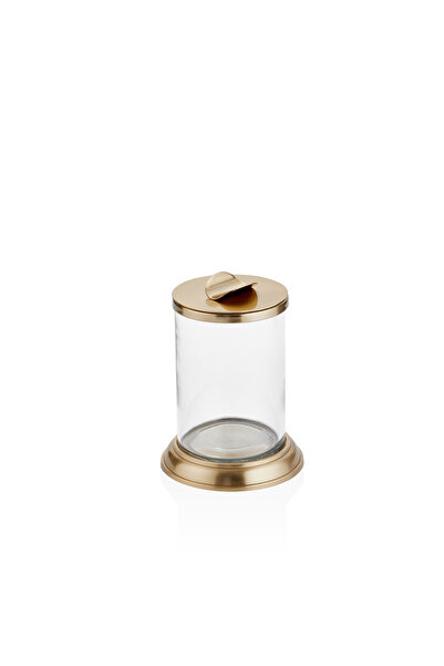 Cornella Line Decorative Glass Jar Gold Small
