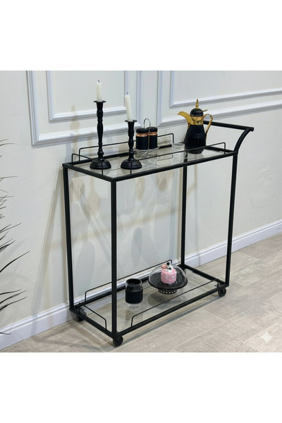 terndat Two-story Arabic service cart, black