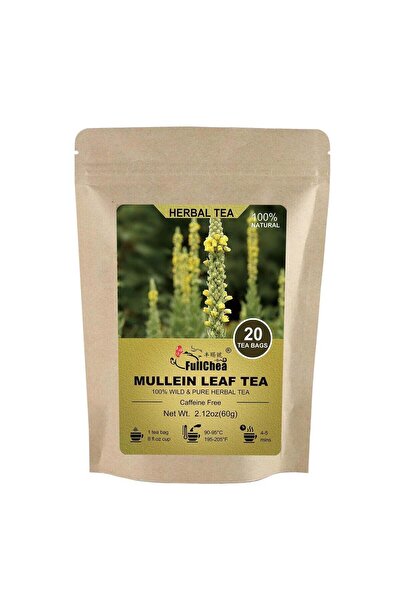 FullChea - Mullein Leaf Tea Bags, 20 Teabags, 3g/bag For Lungs - Non-GMO - Caffeine-free - Natural H