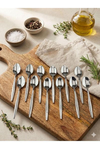 aktaş home Lisbon Dessert Spoon 12 Pieces Stainless Steel
