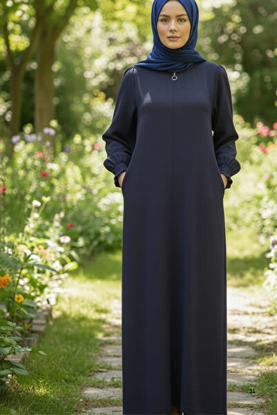 MAKSEN TEKSTİL Tesettură Aerobin din țesătură cu buzunar Ferace - Daily Comfortable croială Long Cap