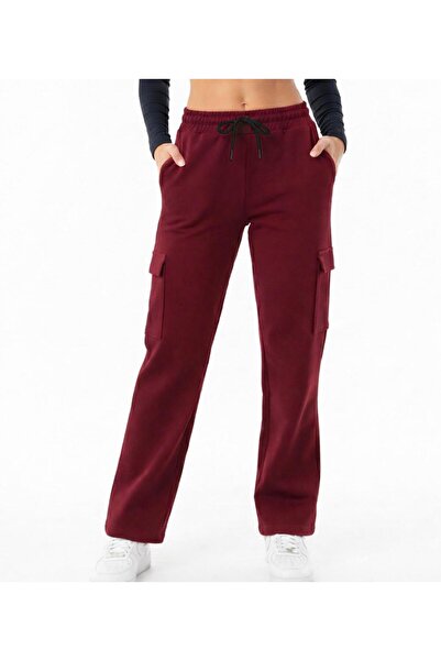 AXXEL Women's Burgundy Cargo Pocket Pack Sweatpants-P2269
