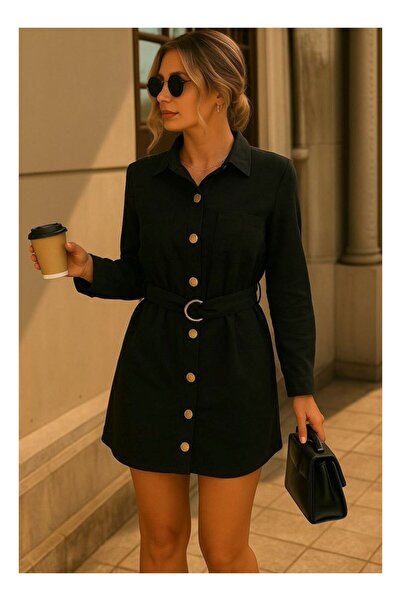 byasafkids Kadın Uzun Kollu Yakalı önden Düğmeli Beli Kuşaklı Mini Ithal Kete...