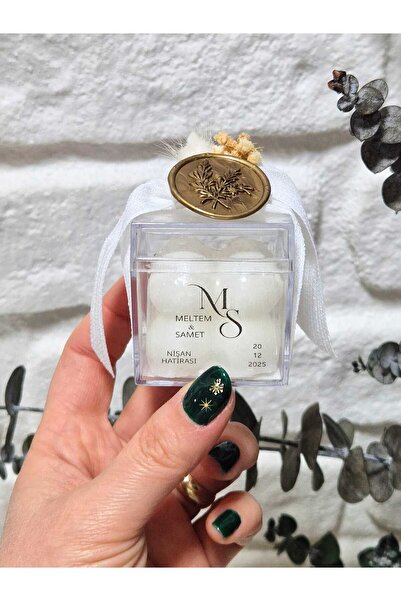 ASPİRİZM 15 ADET MİKA KUTUDA MÜHÜR DETAYLI HEDİYELİK BUBBLE MUM ( DÜĞÜN-NİKAH...