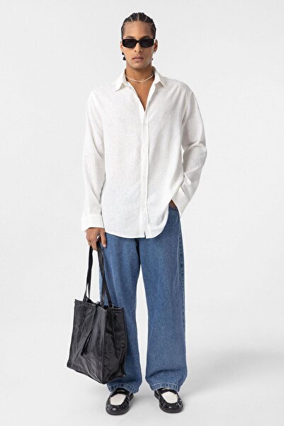 VAMOSCLO Basic Oversized long sleeve linen shirt natural