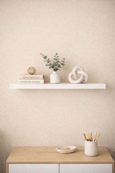 ADIM EBATLAMA Beyaz Duvar Rafı Uçan Raf Tekli Gizli Raf 30cm