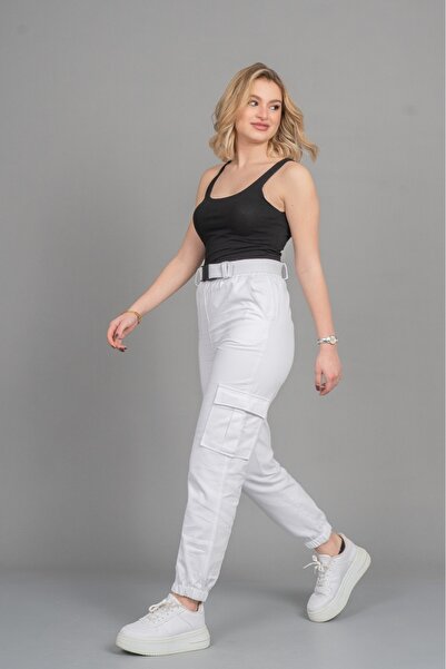 MissVina Elastic Waistband Jeans Gabardine Fabric Jogger Pants 30104