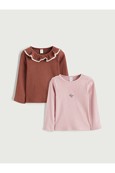 LC Waikiki RMZ GİYİM FARKIYA Tricou cu mânecă lungă pentru fete, pachet de 2