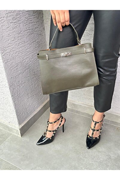 Larolina Khaki Faux Leather Women's Hand and Shoulder Bag