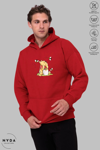 Nyda Collections Unisex μακρυμάνικο φούτερ με κουκούλα Winnie The Pooh με στά...