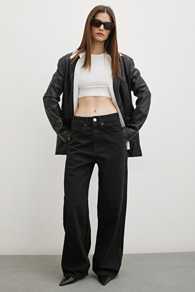 LC Waikiki talie înaltă Blugi cu picioare largi negri