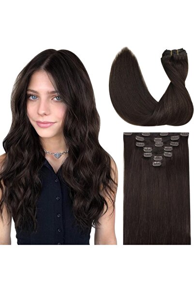 GOO GOO وصلات شعر بمشابك، شعر بشري طبيعي، 22 بوصة، 120 غرام، 7 قطع، لون بني فاتح رقم 2A، شعر ريمي بشري