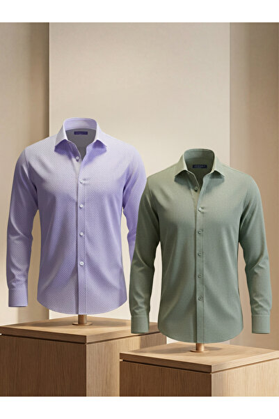 Etikmen Akşam Daveti Stili 2’li Slim Fit Gömlek Kombini