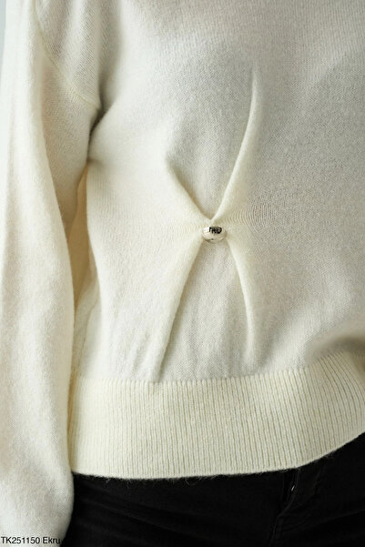 cemo Yan Düğme Detaylı Bisiklet Yaka Triko Kazak