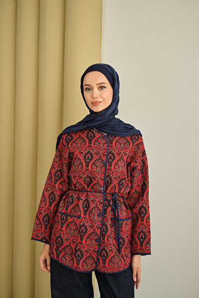 LOCCO Women's Ethnic Pattern Jacket Burgundy