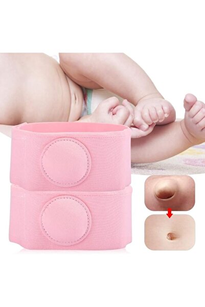 Generic حزام بطن للأطفال الرضع لعلاج الفتق، قطعتان باللون الوردي، قطن، مقاس واحد