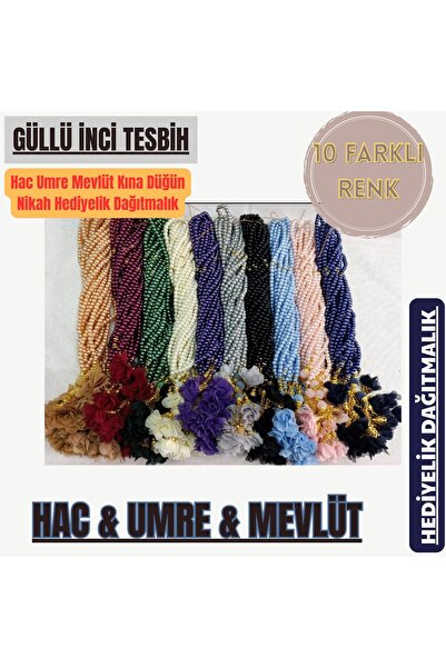 OBRNHOMEN (100 bucăți) Rozariu din perle de sticlă cu trandafiri la capăt, cadou pentru distribuire, suvenir pentru Hajj Umrah Mevlüt Mevlid