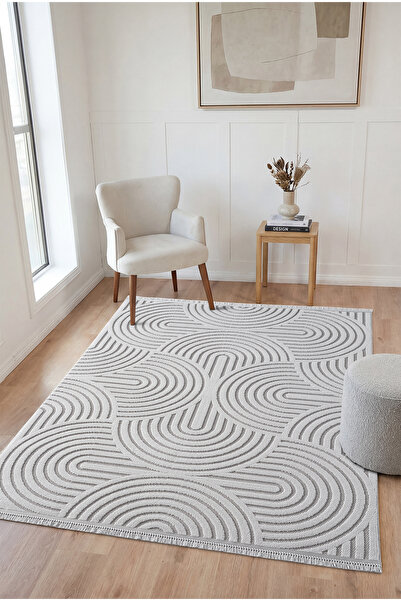 HÜNKAR HALI Tokyo Gri Premium %100 Polyester Sisal Tarzı Yumuşak Tozumaz Anti...