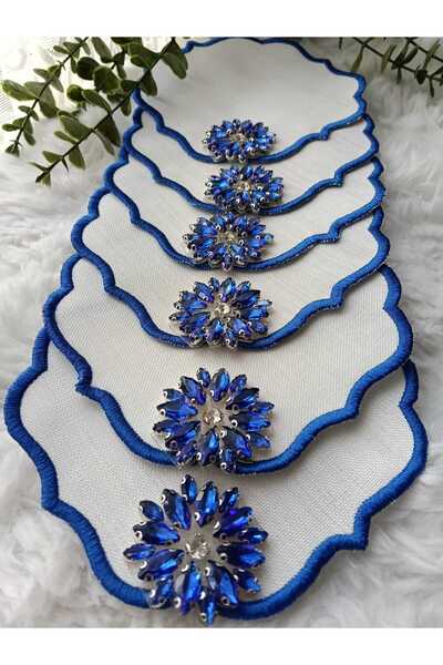 ZEYNEP ELA KAHVE YANI LACİVERT SUNUM PEÇETE 6 ADET