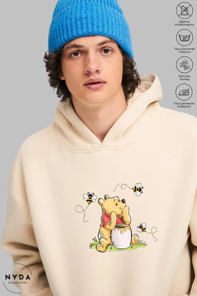Nyda Collections Hanorac unisex cu mânecă lungă Winnie The Pooh, imprimat, cu...