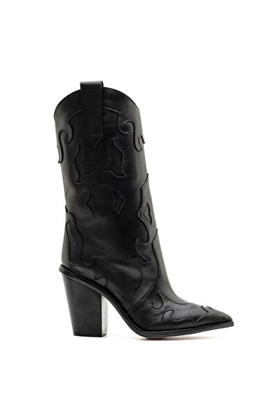 Sofia Baldi Roxi Black Genuine Leather Women's Heel Boots