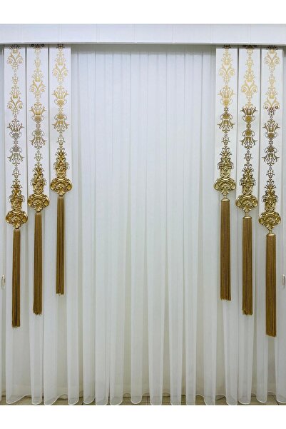 Nazhome Varak Etekli Kravat Japon Panel Stor Fon Perde