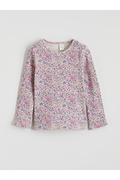 LC Waikiki Crew Neck Floral Girl's Corded Fabric T-Shirt