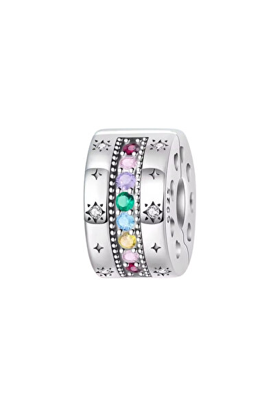 Fubena Colorful Stripe Stone Clip Charm