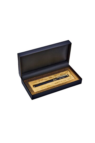 PİGADO İsme Kişiye Özel Siyah Gold Desenli Pistonlu Dolma Kalem
