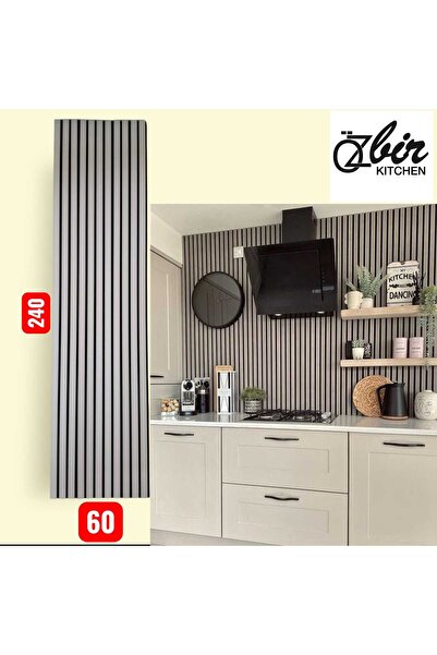 ÖZBİR KITCHEN Yeni Gri Akustik Duvar Paneli 60x240 Ahşap Duvar Paneli