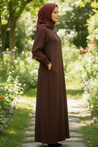 SHE BEST Aerobin Fabric Hijab with Pockets and Zipper - Casual Comfortable Cu...