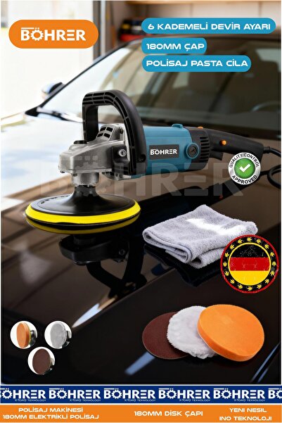 BÖHRER ELEKTRİKLİ 180MM 6 KADEME DEVİR AYARLI 2400W POLİSAJ PARLATMA POLİSAJ ...