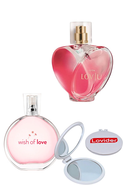AVON Wish Of Love Parfüm EDT 50ml + Lov U Kadın Parfüm EDP 50ml + Lovider Cep...
