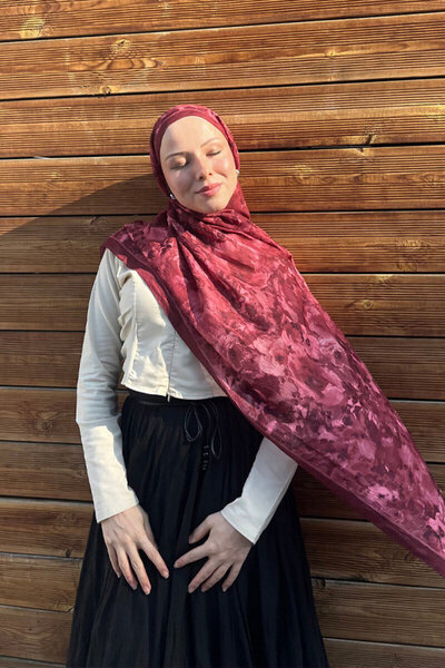 cs camellia scarf Pretty Kraş Shawl - Cherry