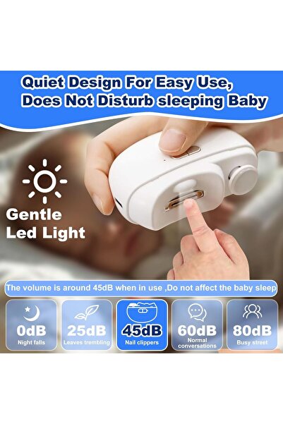 Generic مقص أظافر كهربائي للأطفال - مقص أظافر أوتوماتيكي 2 في 1 مع ضوء LED