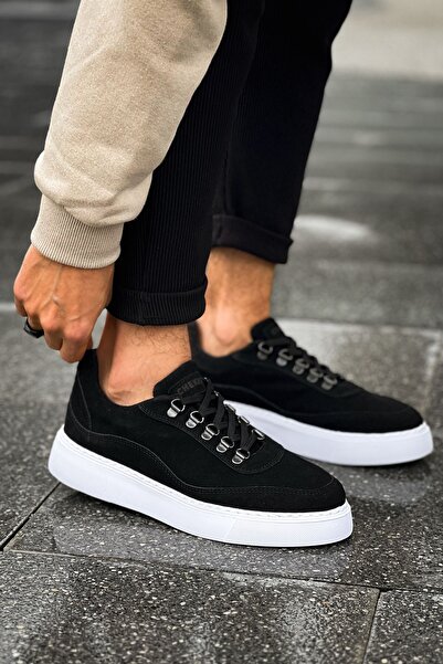 Lucy Shoes Yg319 Stamina Men's Casual Lace-Up Suede Sports Sneaker Shoes Sbt - Black