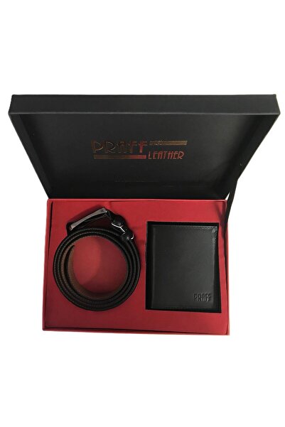 Praff 20102025 Business Erkek Hakiki Deri Kemer Cüzdan Kutulu Hediyelik Set