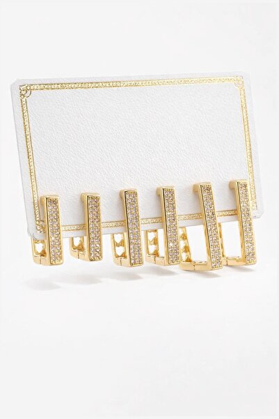 New Obsessions In-Line Boy Inlaid Stone Rectangular Earring Set 6 Pieces