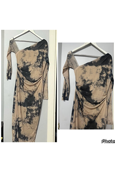atom butik İç astarlı bel ve omuz kısmı drapeli esnek kumaş tek omuz düşük el...