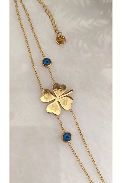 DİAVENTA TAKI VE AKSESUAR سوار من الفولاذ 100% طراز كلوفر بسلسلة رفيعة من الف...