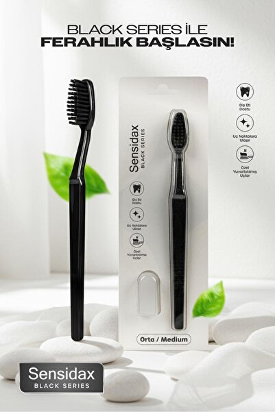 SENSİDAX Black Serıes-Diş Fırçası- Hassas Diş Eti ve Dişler İçin Orta Sert Kı...