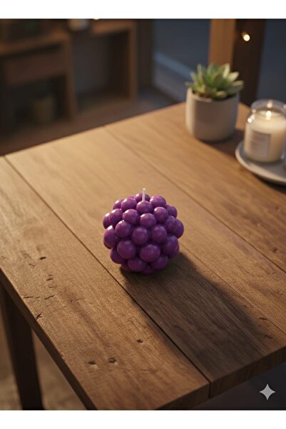 AY-TENLİ CANDLE El Yapımı Bubble Üzüm Mum – Mor | Dekoratif Tasarım Mum