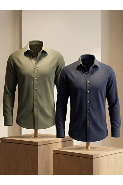 Etikmen Premium Luxury Collection – 2’li Slim Fit Erkek Gömlek
