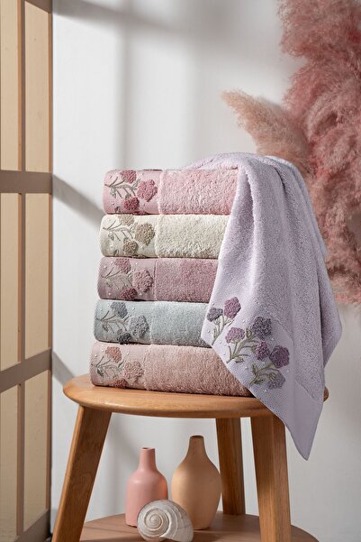 Fiesta Tekstil منشفة أنجيلينا سوزيني من الخيزران مقاس 50×90 سم، طقم من 6 قطع