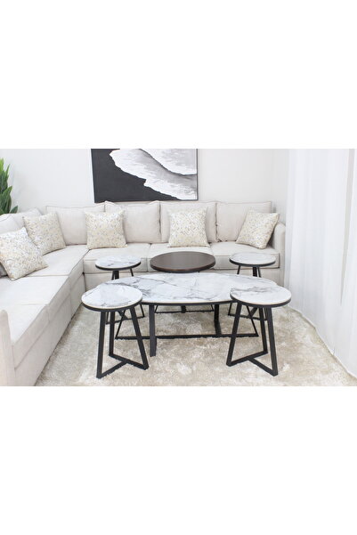 GLAMOURE HOME 6-piece round table set with a modern design