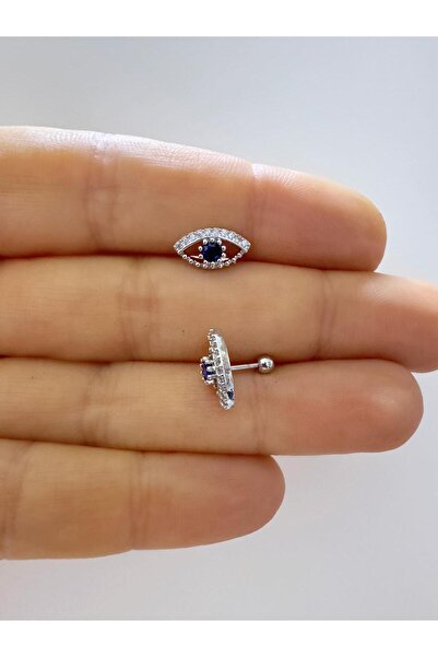 Arescollection 1 adet zirkon taşlı göz şeklinde helix lobe flat uyumlu piercing